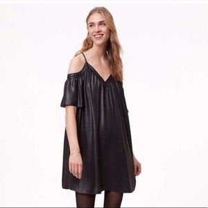 LOFT Shimmer Cold Shoulder Cami Swing Dress